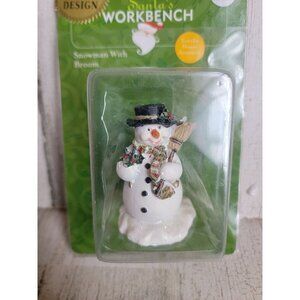 Santa's Workbench snowman with broom village accessory xmas